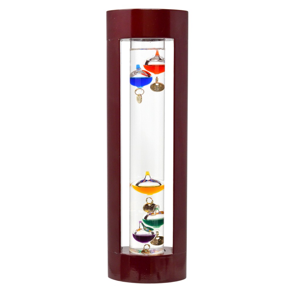 Galileo Thermometer Cherry Finish Wood Frame