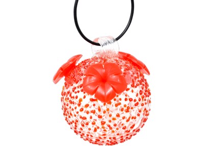 Red Textured Glass Hummingbird Feeder