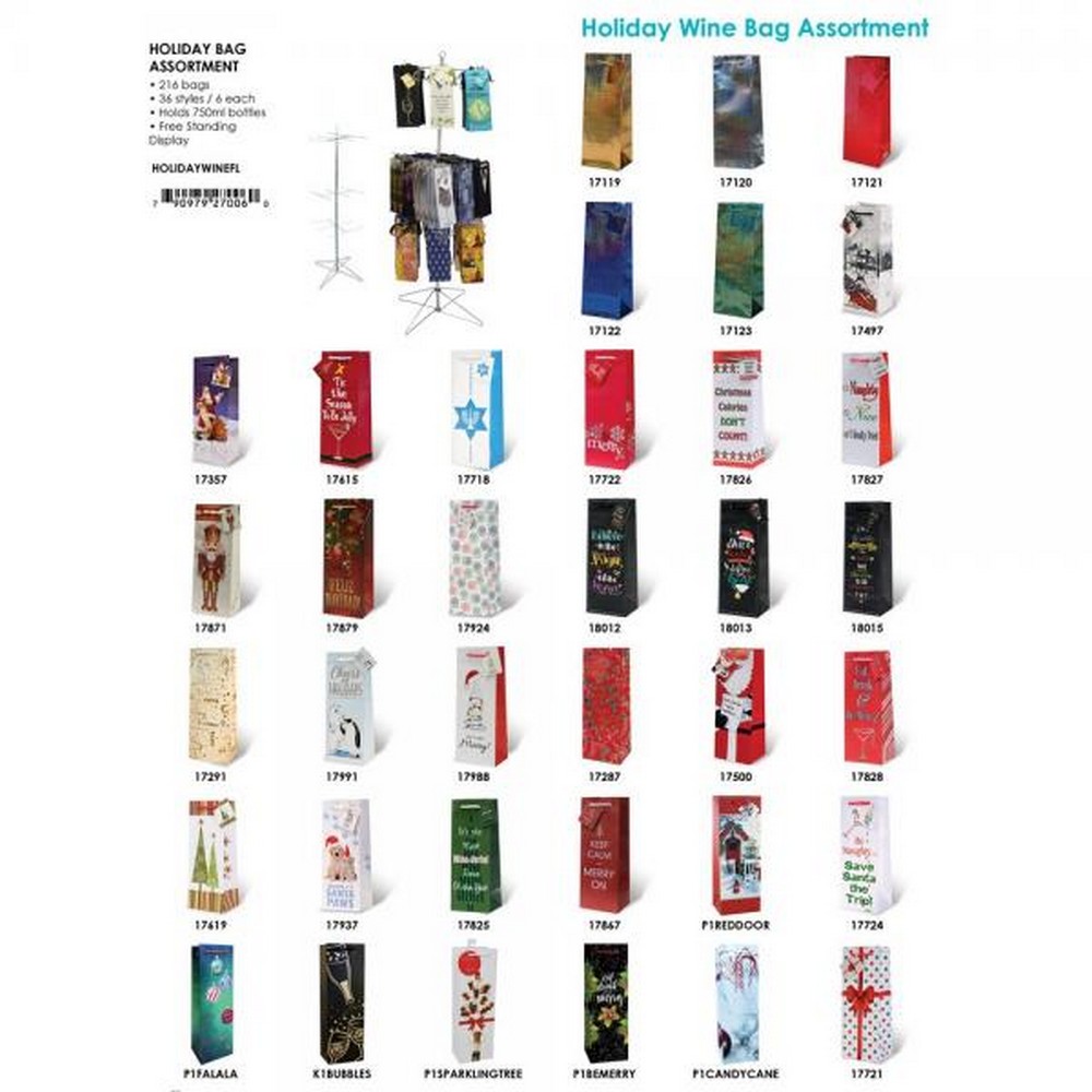 Holiday Wine Bag Assortment with Free Display Rack