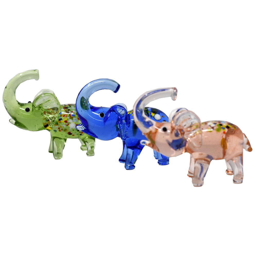 Milano Art Glass Animals-Millefiori Elephants
