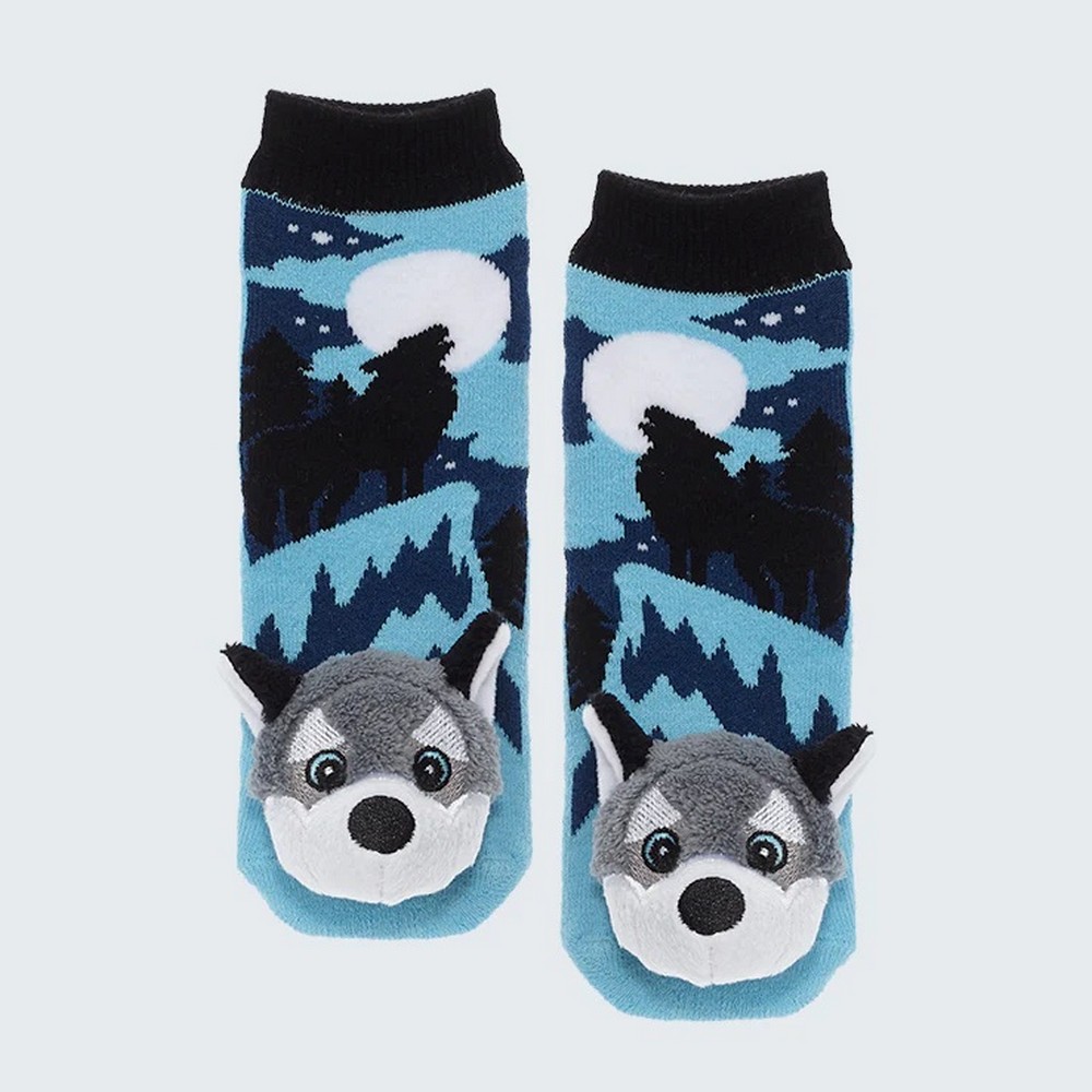 Timber Wolf Toddler Slipper Socks
