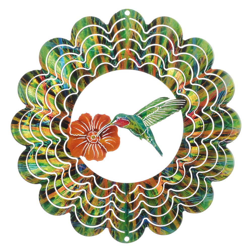 Kaleidoscope Hummingbird Green 11 inch Wind Spinner