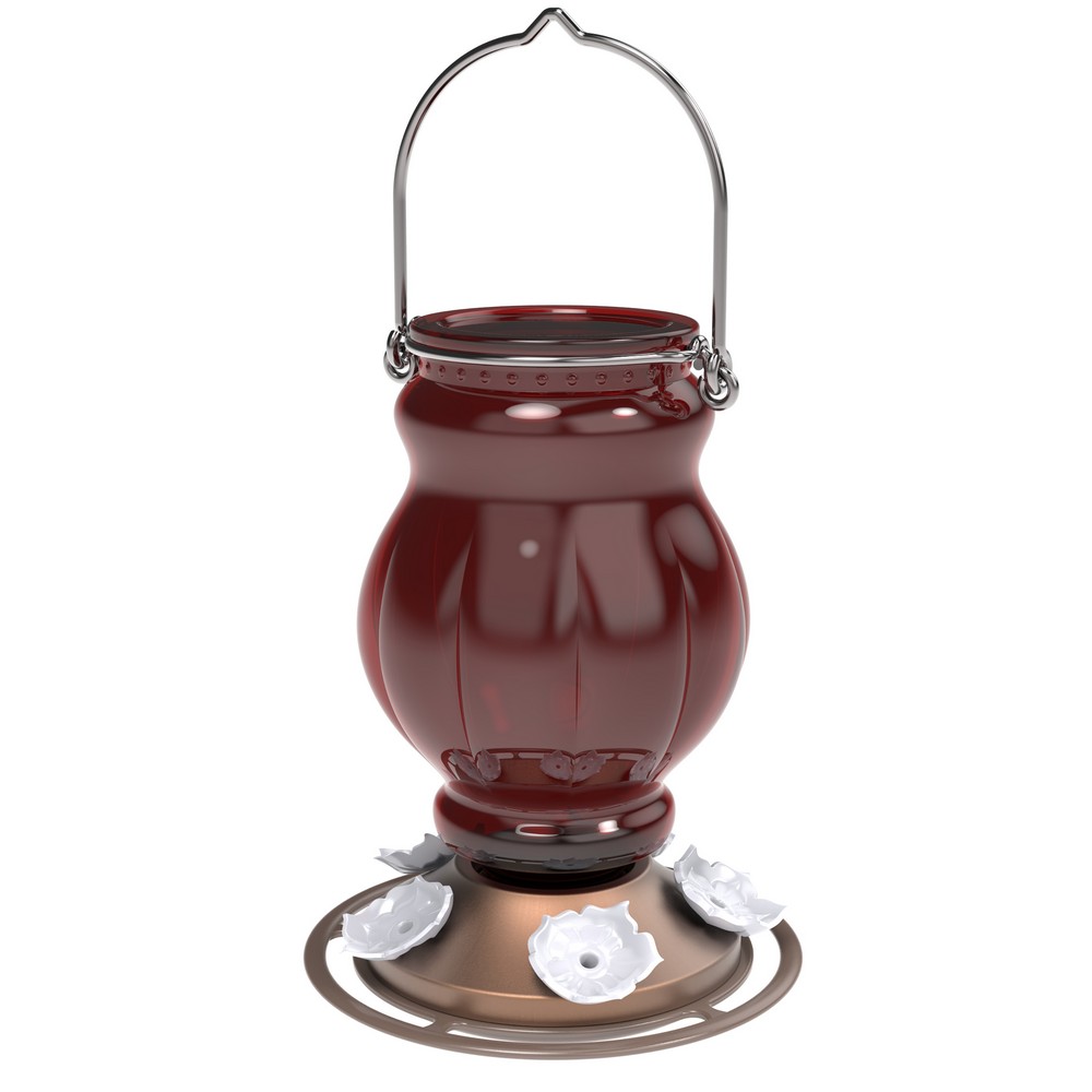 Ruby Visions Antique Glass Hummingbird Feeder 25oz