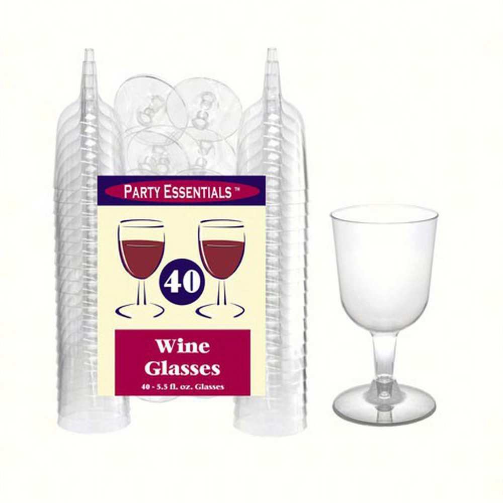 2 pc 5.5 oz Wine Glasses. Clear 40 ct