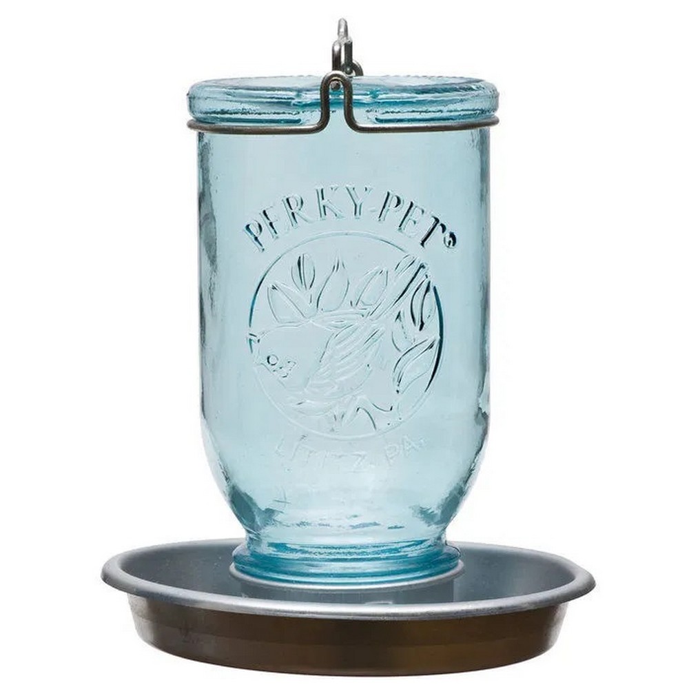 Antique Wide Blue Glass Waterer