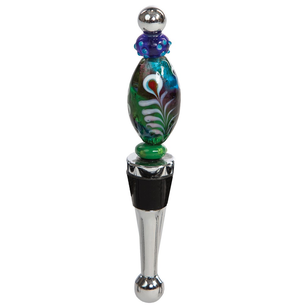 Glass Bottle Stopper Beaded Tall