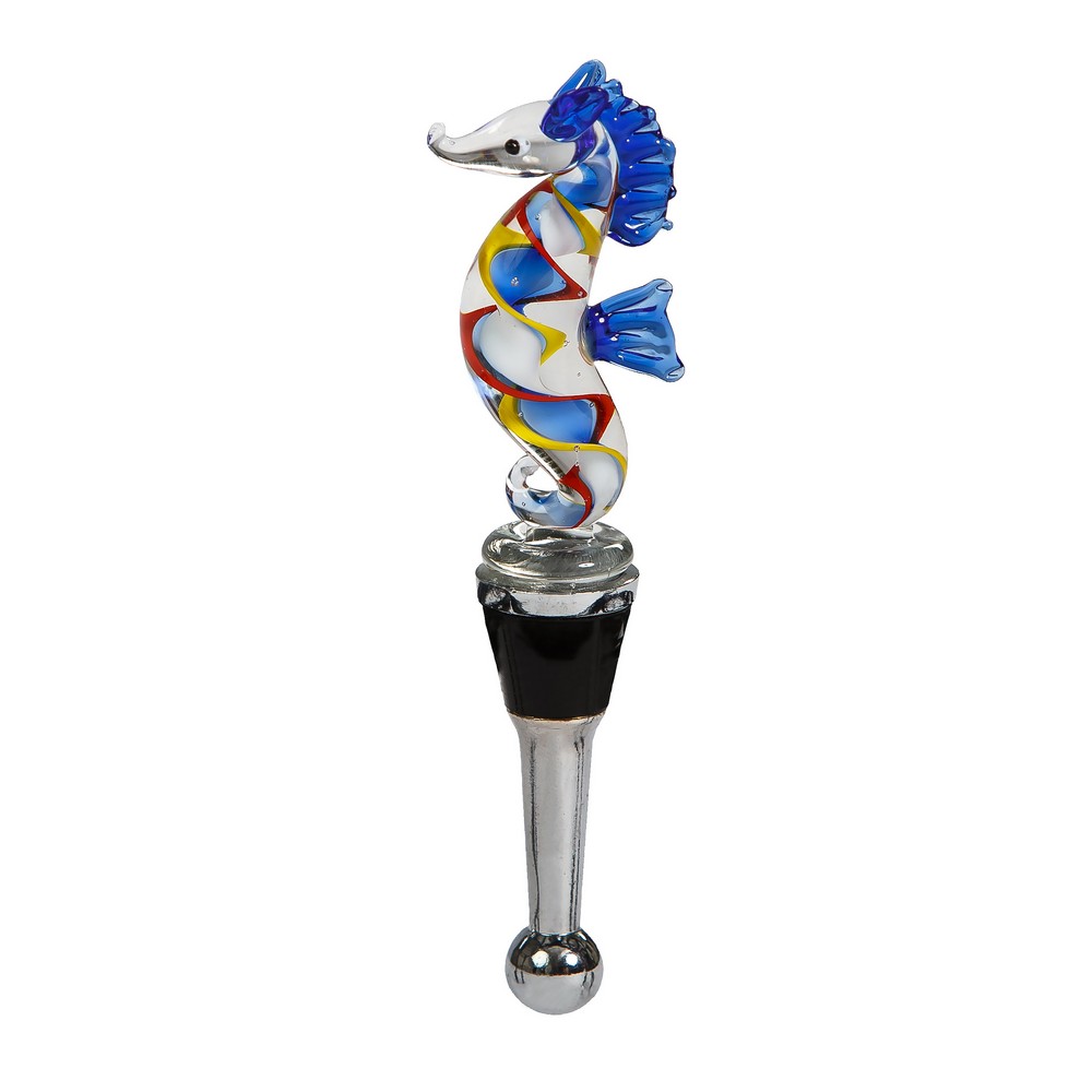 Glass Bottle Stopper Sea Horse