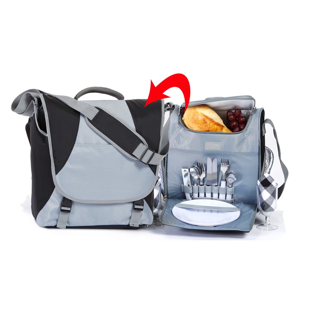 2 Person Picnic Tote Black and Steel