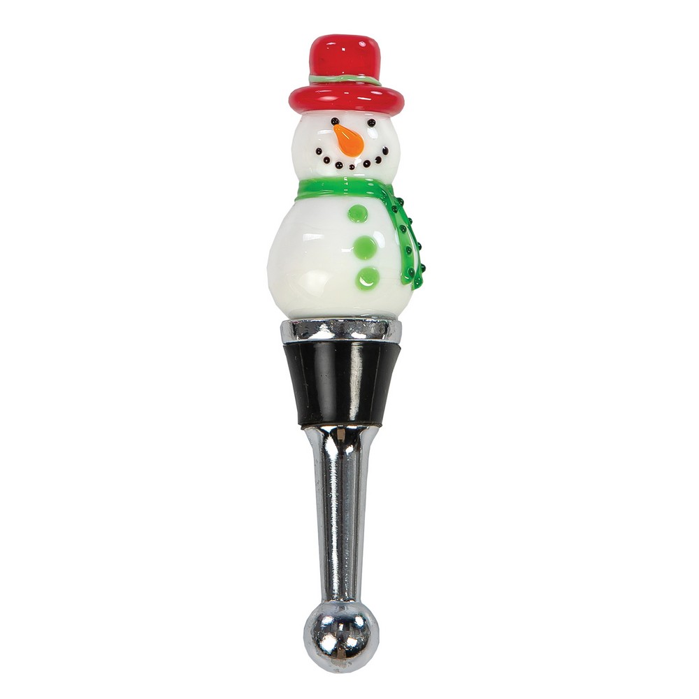 Glass Bottle Stopper Snowman