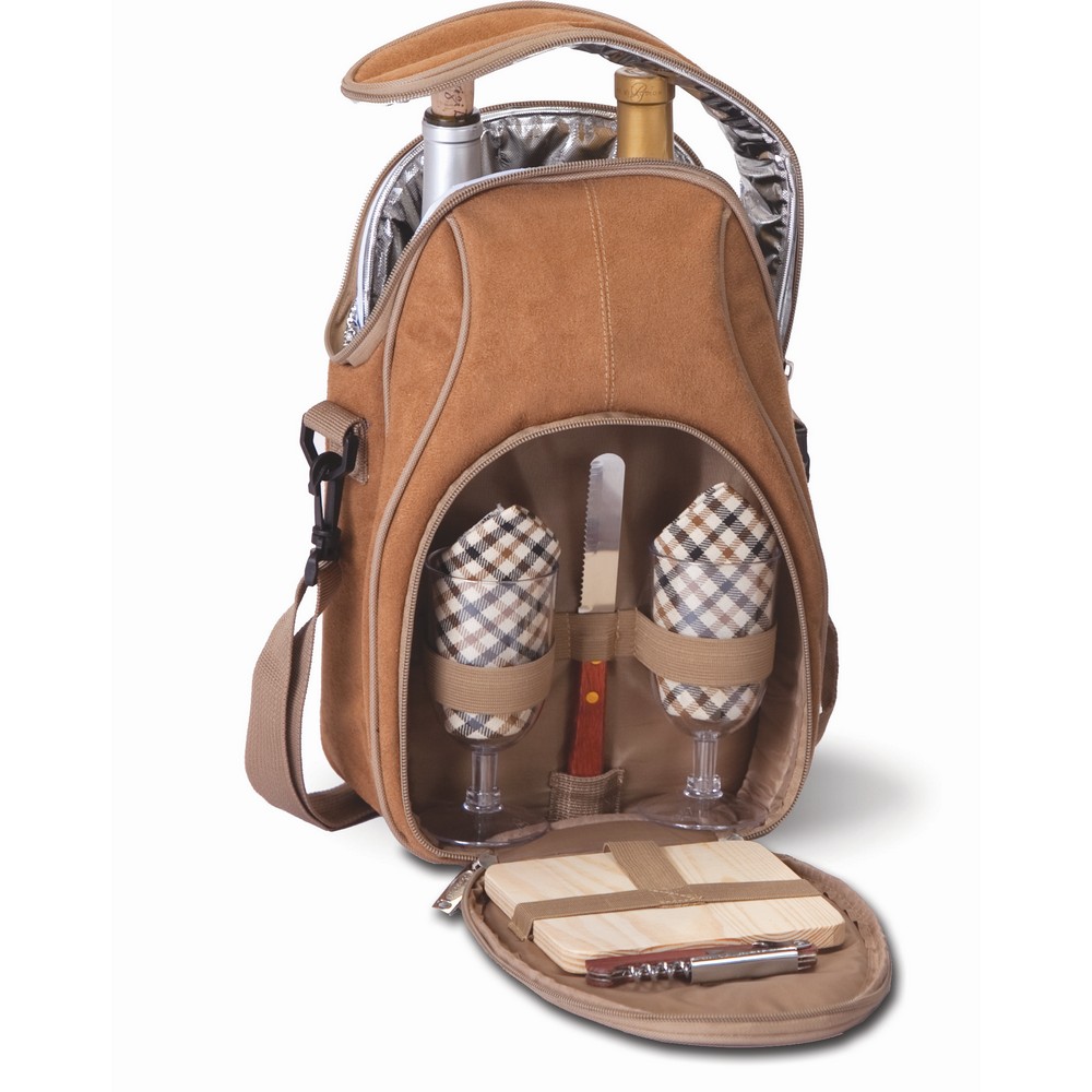 Brava Double Wine Tote Camel Suede