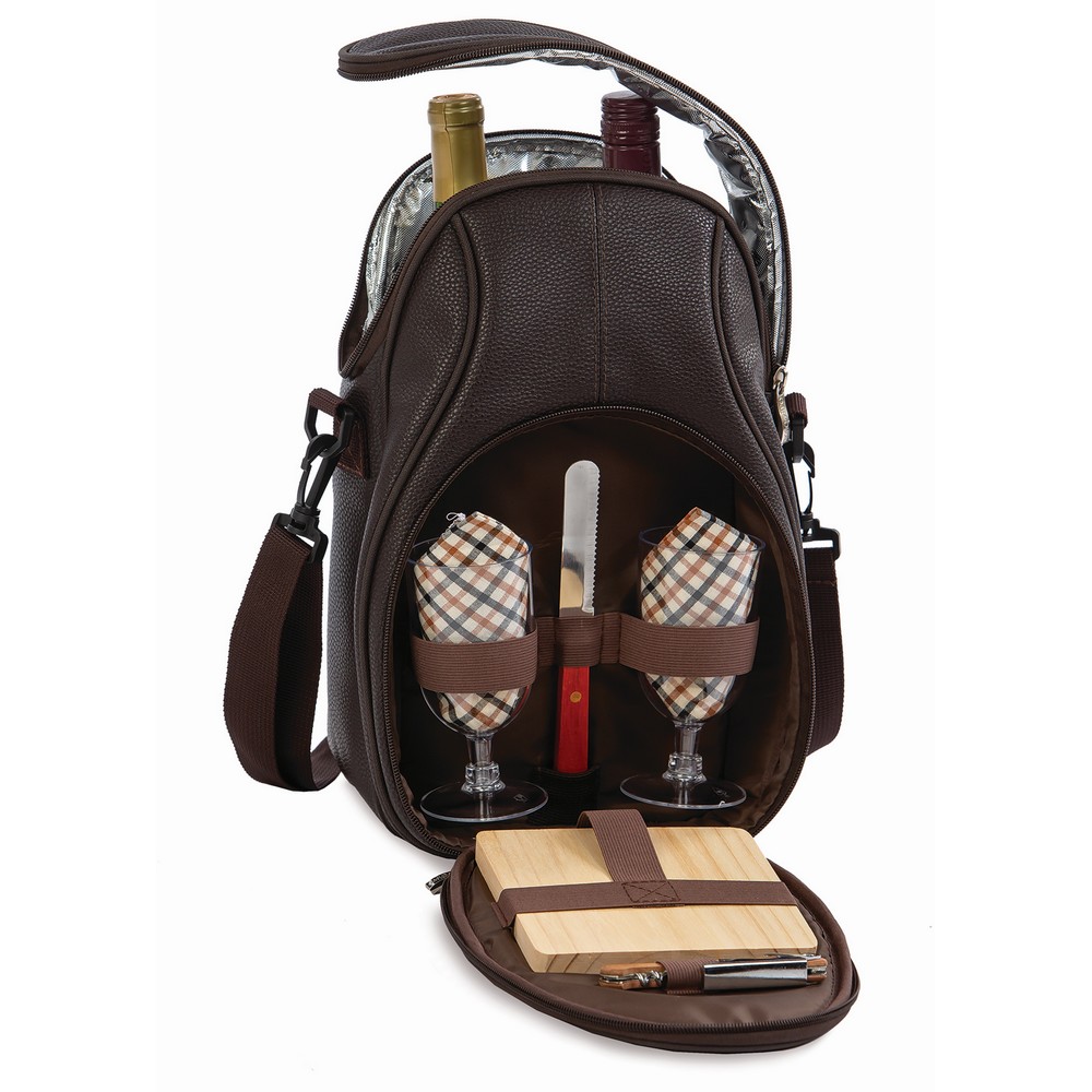 Brava Double Wine Tote Brown Vegan Leather