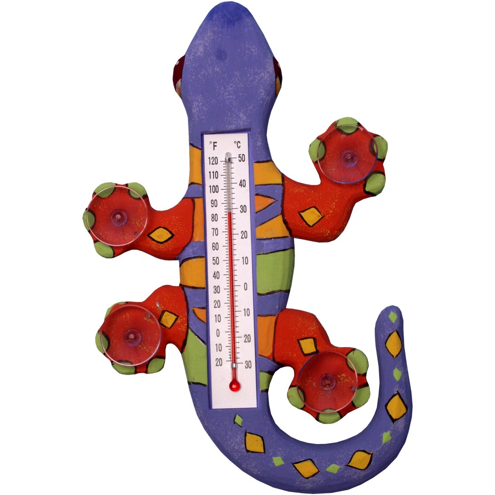 Climbing Multi Color Gecko Small Window Thermometer