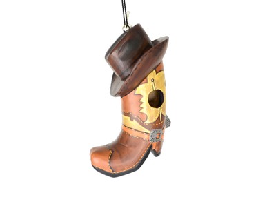 Cowboy Boot with Hat Bird House