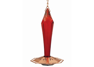 Faceted Ruby Glass Hummingbird Feeder