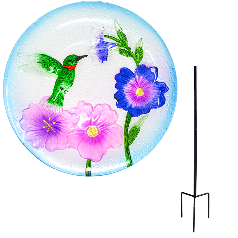 Hummingbird Staked Bird Bath