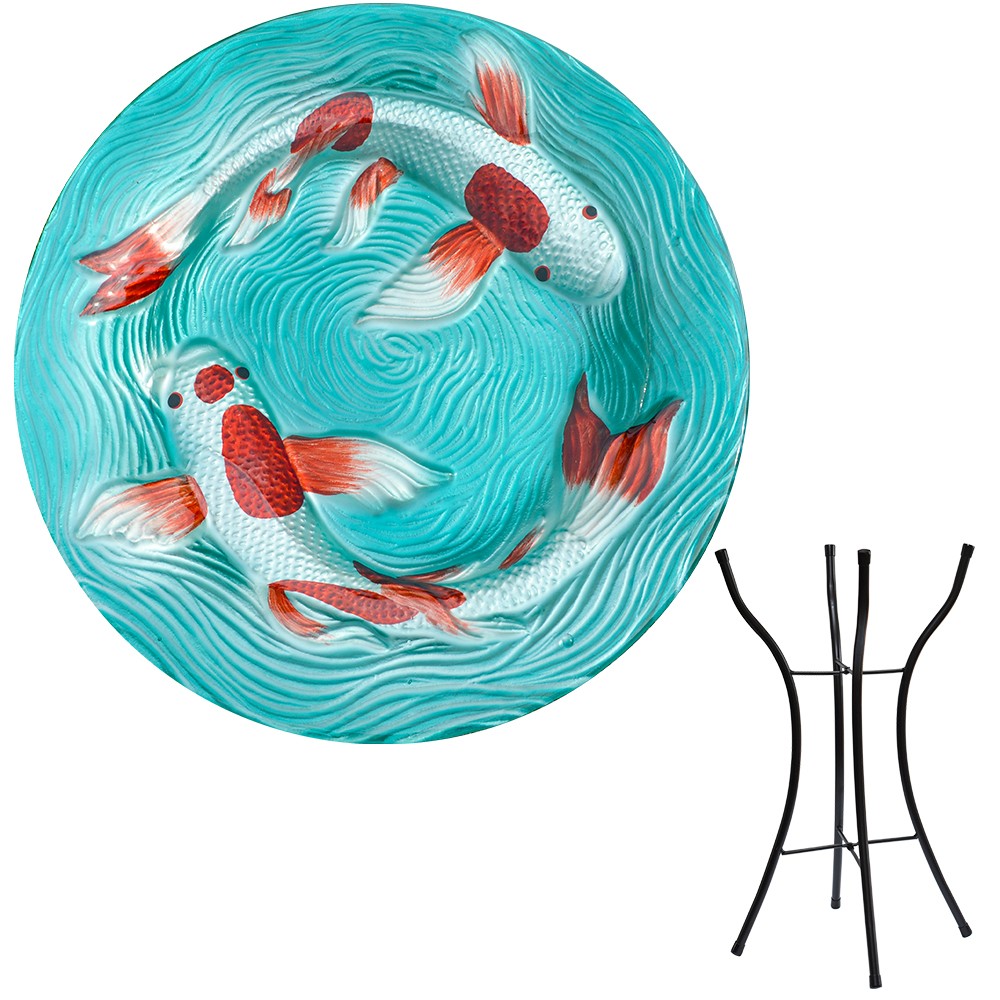 Koi Pond Bird Bath with Stand