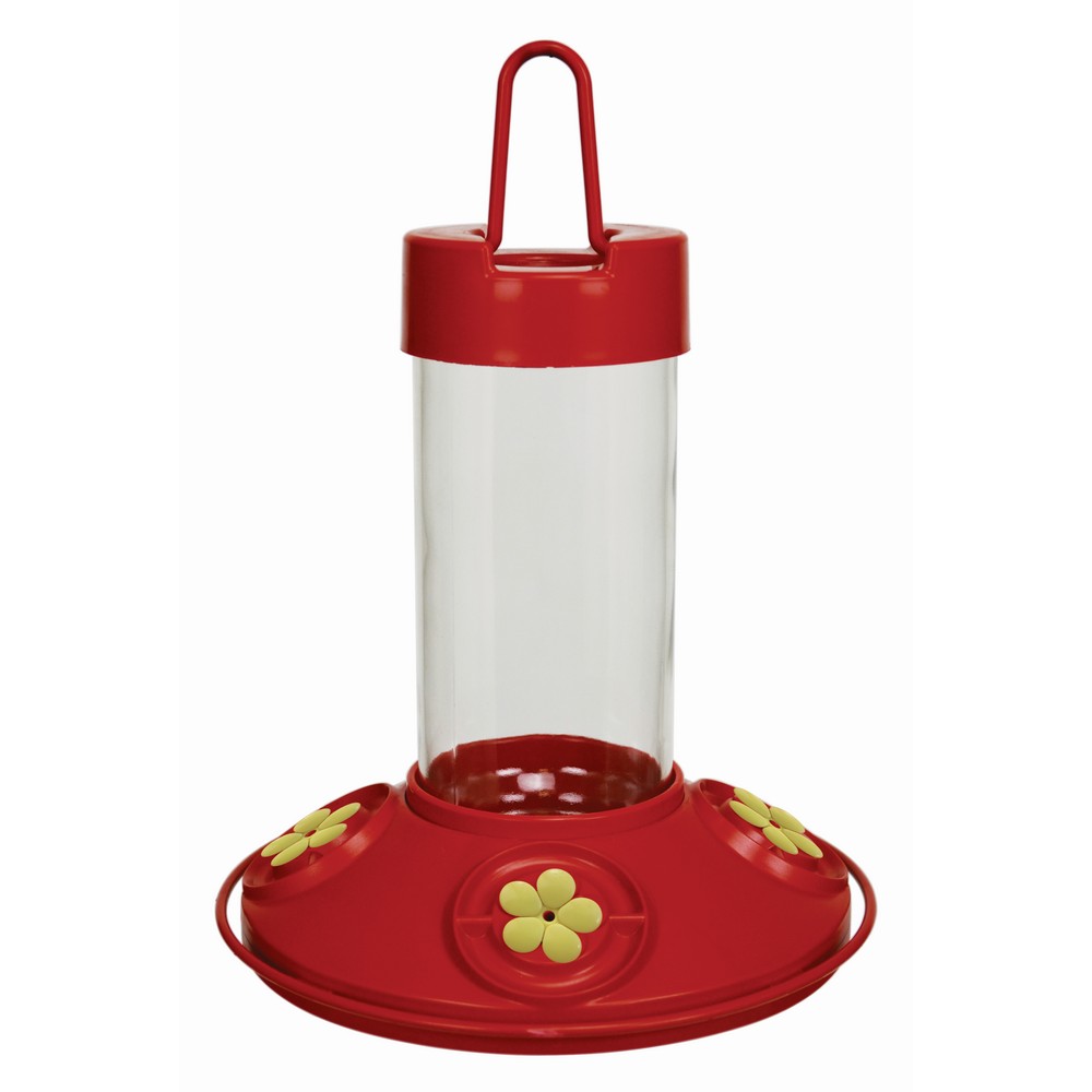 Dr JBs 16 oz Clean Feeder All Red Feeder with Yellow Flowers