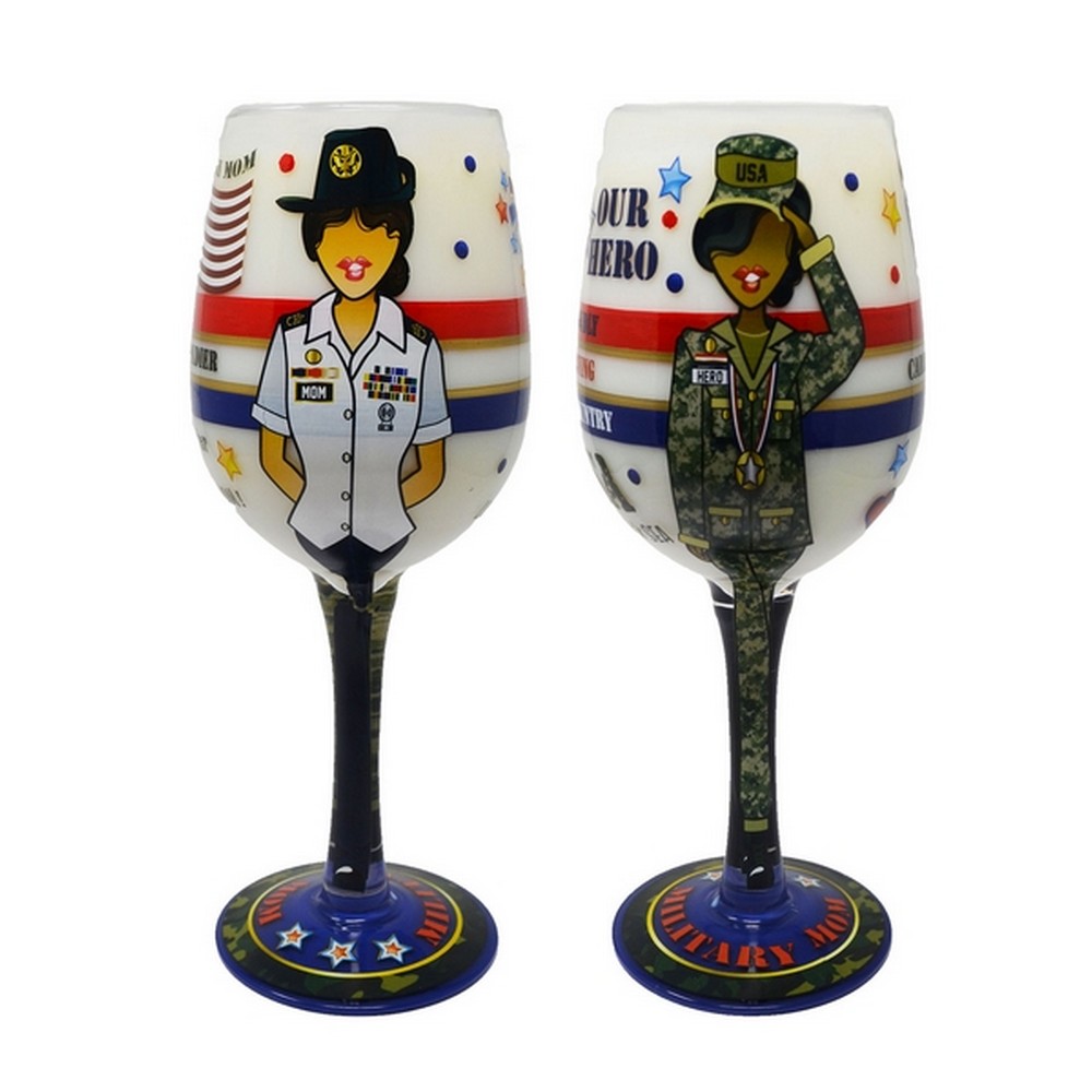 Wine Glass Military Mom
