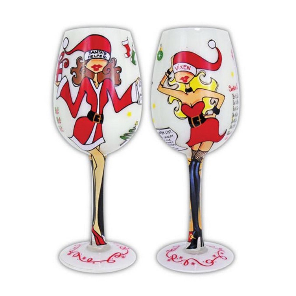 Wine Glass ""Santa's Helper""